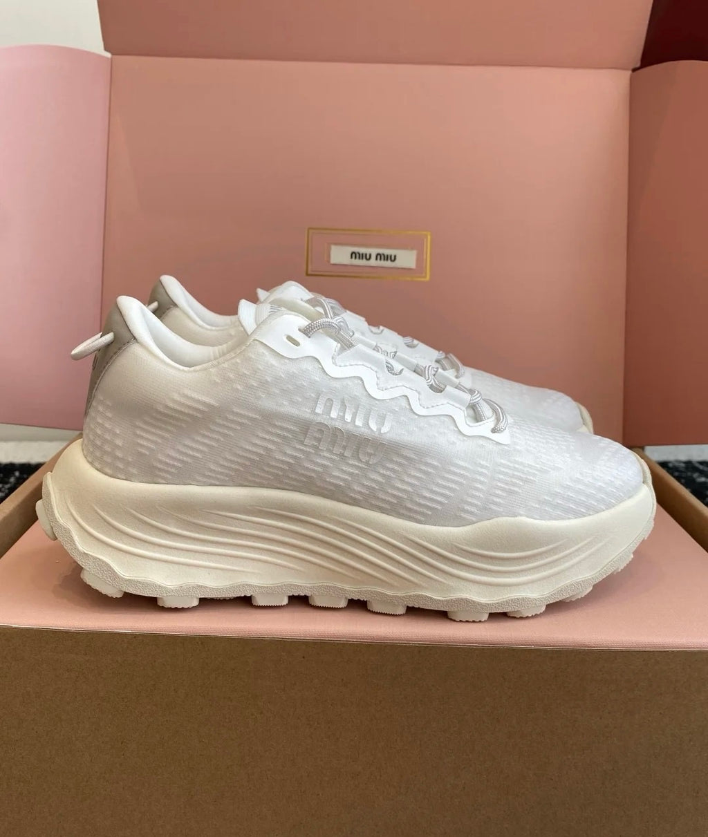 Miu Miu Technical Fabric Sneakers - White