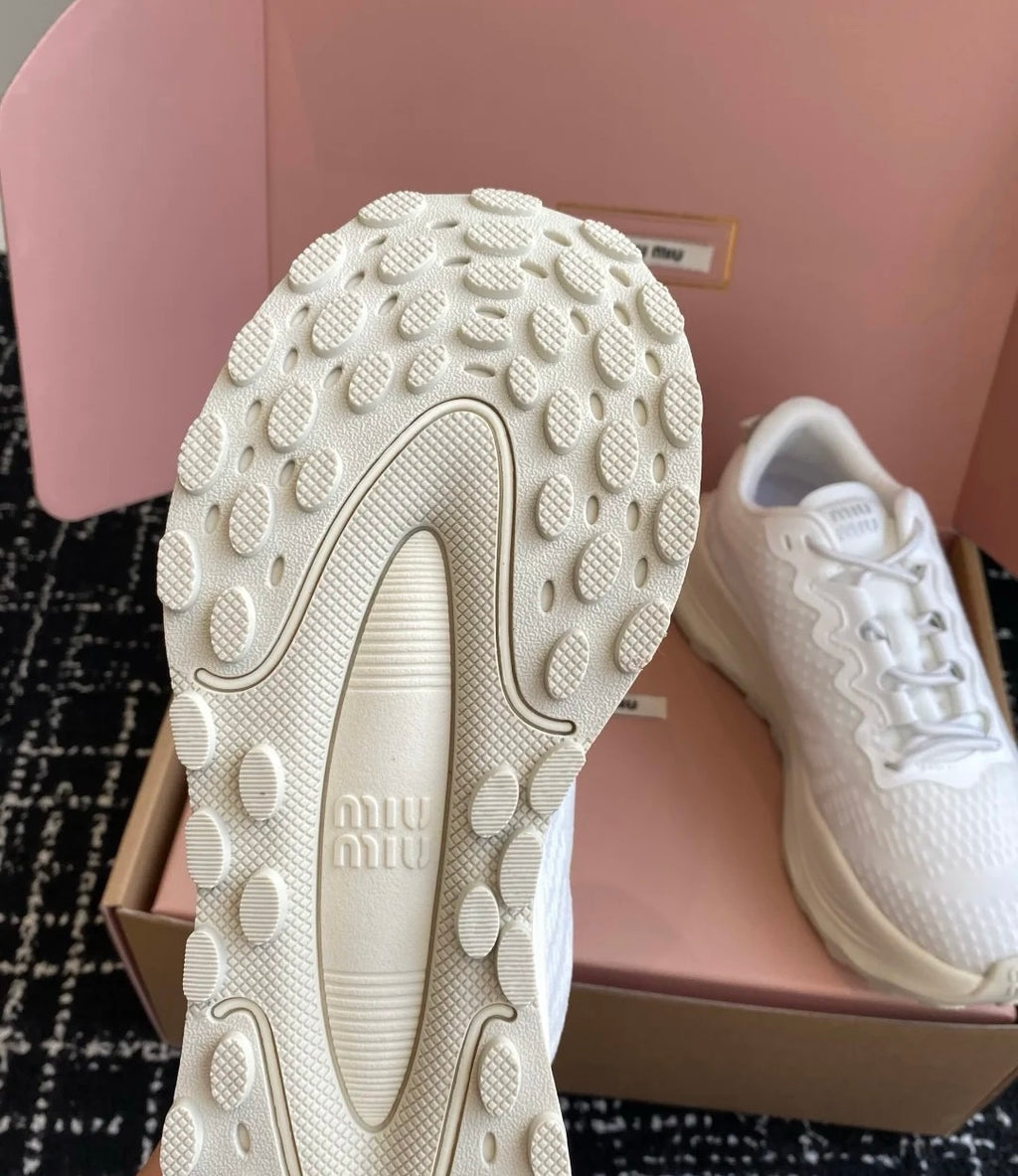 Miu Miu Technical Fabric Sneakers - White