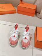 Hermès Depart Slip-On Sneaker - Orange/Blanc