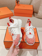 Hermès Depart Slip-On Sneaker - Orange/Blanc