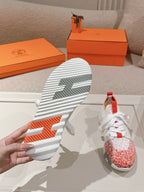 Hermès Depart Slip-On Sneaker - Orange/Blanc