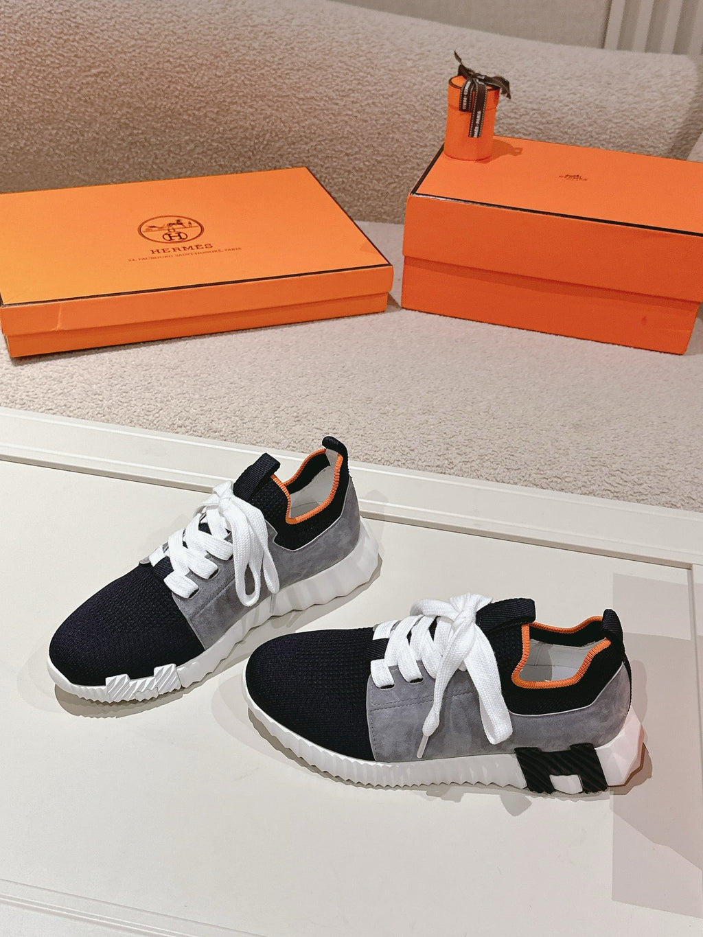 Hermès Depart Slip-On Sneaker - Noir/Gris Fumée