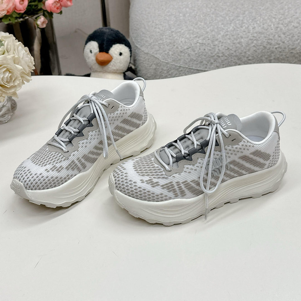 Miu Miu Technical Fabric Sneakers - Cloud Gray