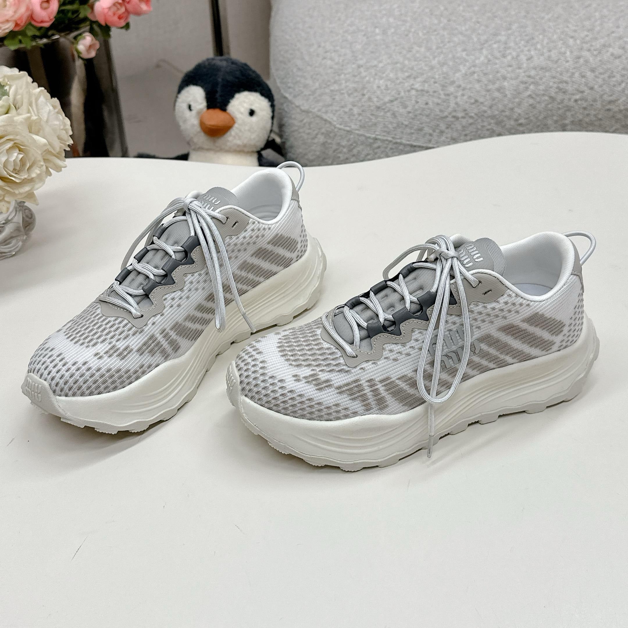 Miu Miu Technical Fabric Sneakers - Cloud Gray