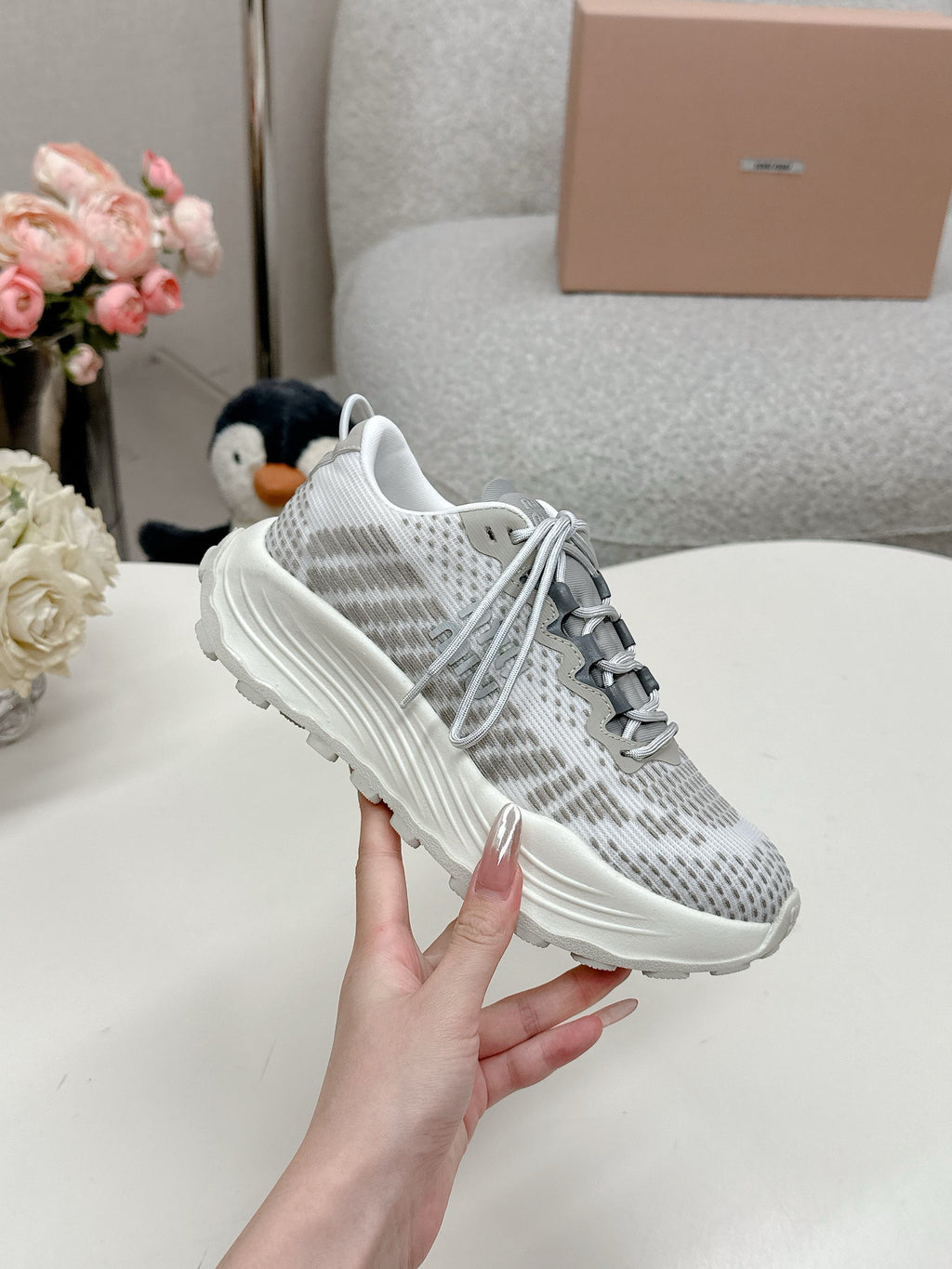 Miu Miu Technical Fabric Sneakers - Cloud Gray