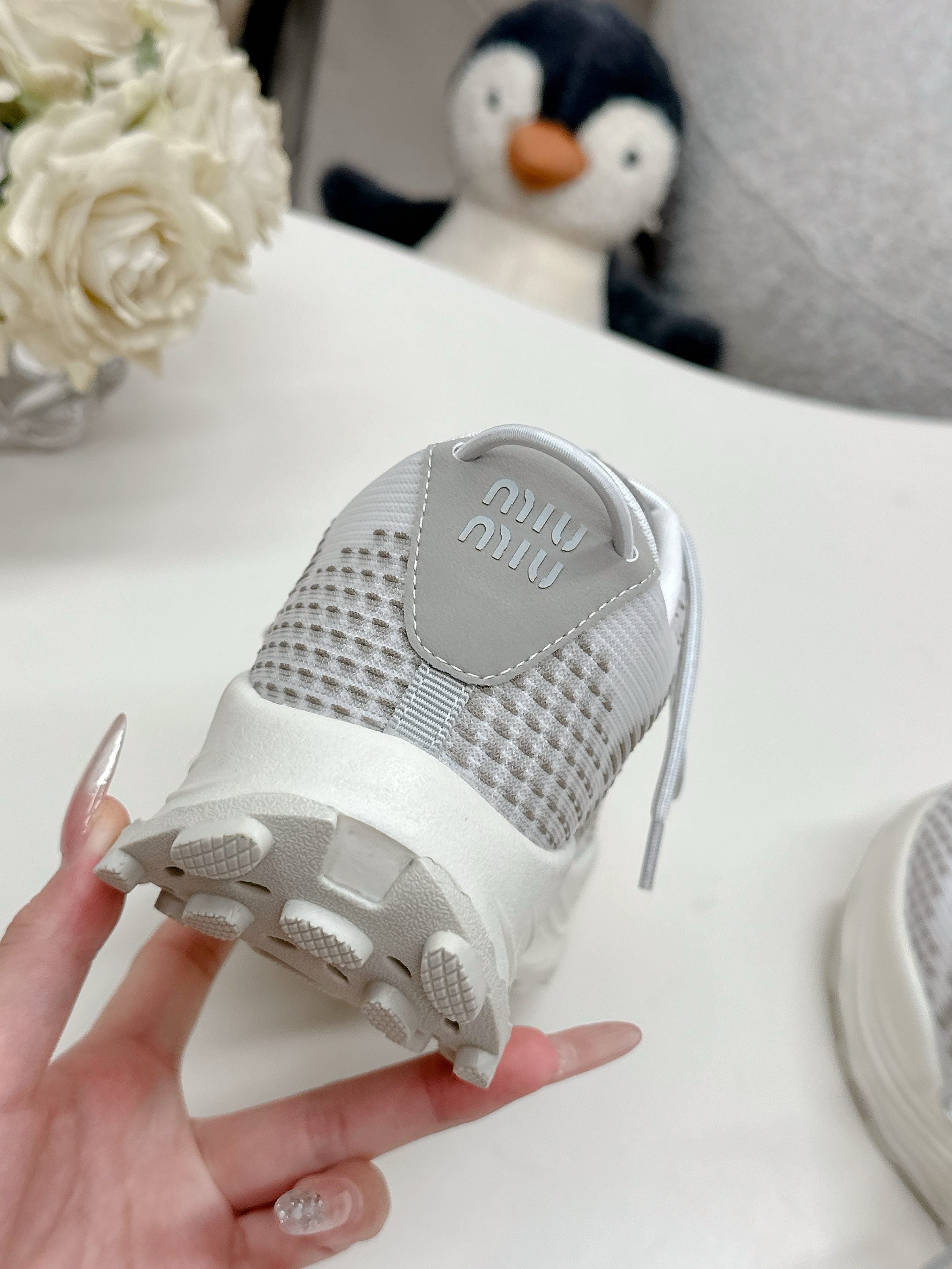 Miu Miu Technical Fabric Sneakers - Cloud Gray