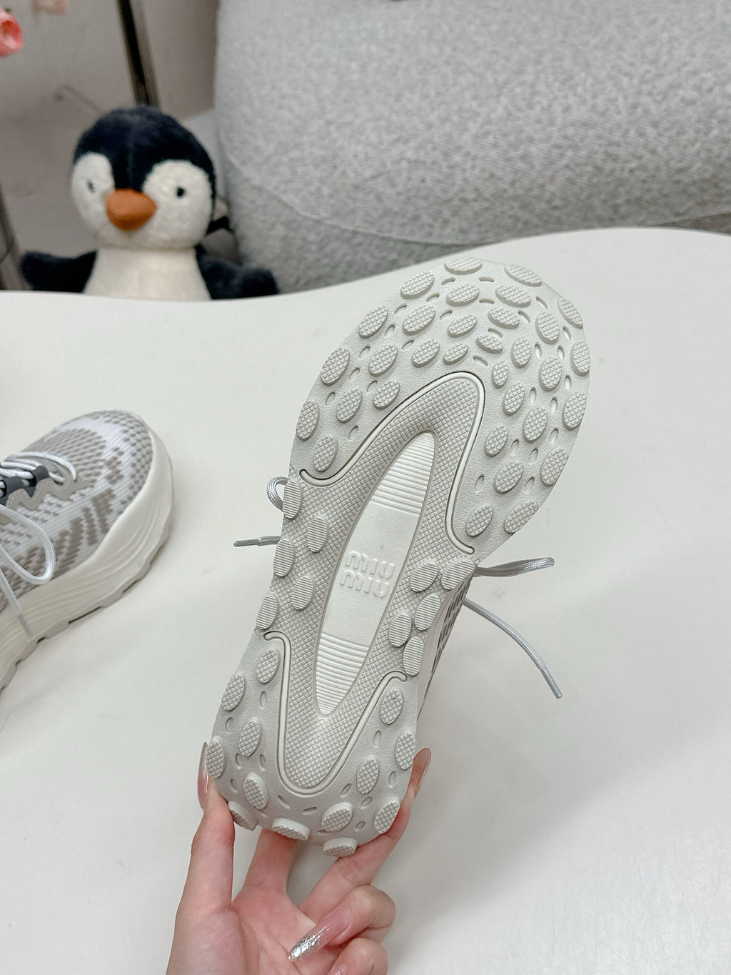 Miu Miu Technical Fabric Sneakers - Cloud Gray