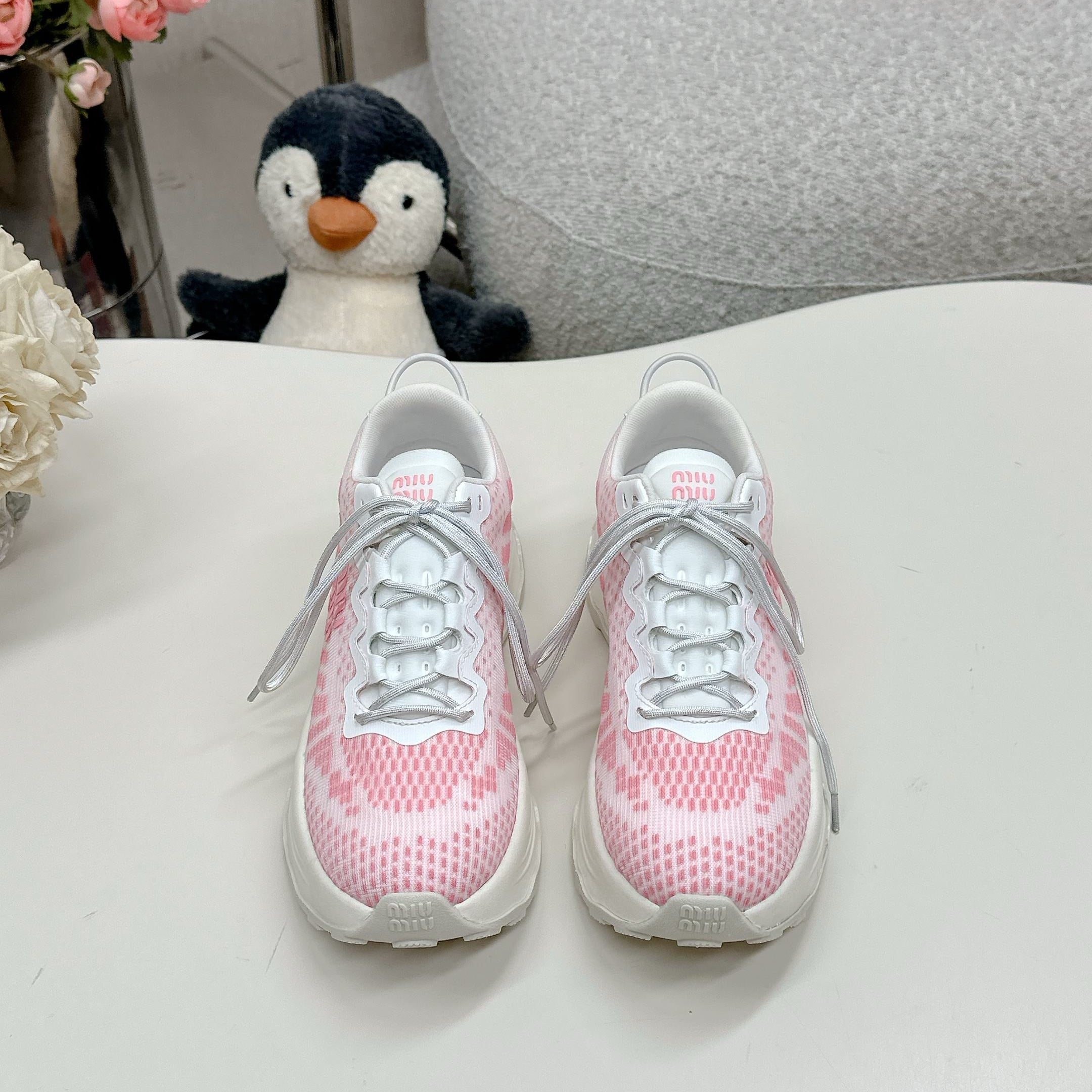 Miu Miu Technical Fabric Sneakers - Pink