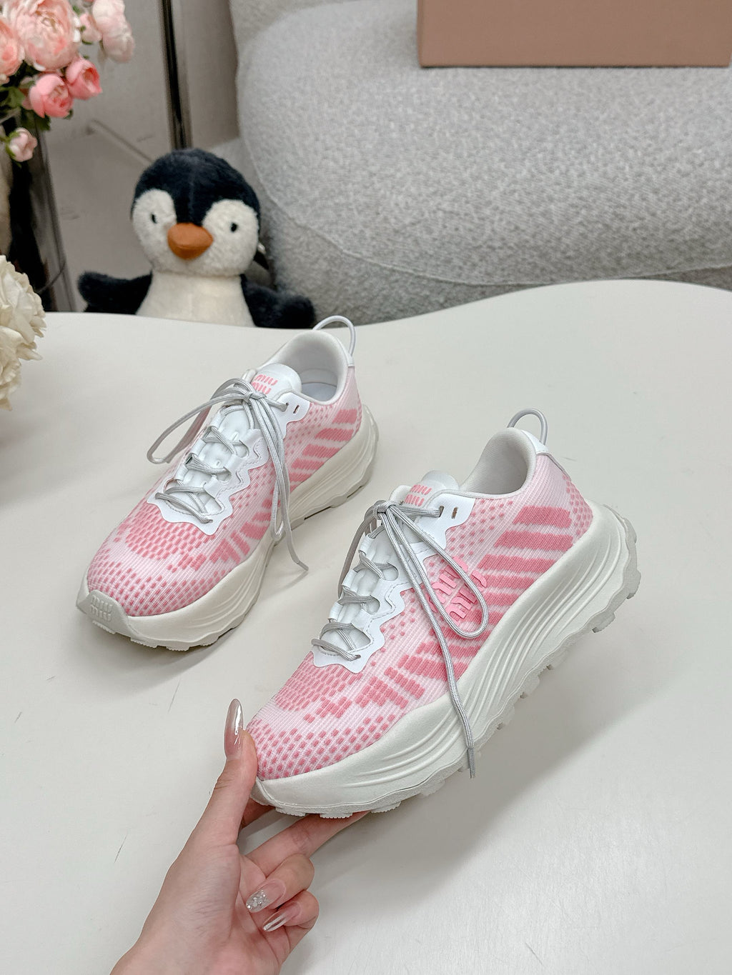 Miu Miu Technical Fabric Sneakers - Pink