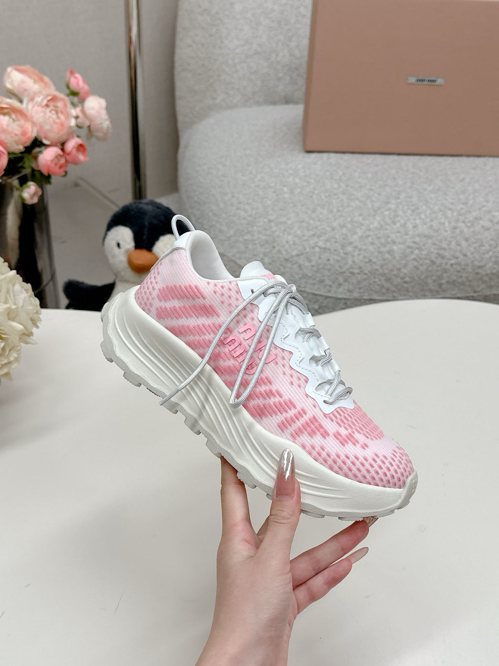 Miu Miu Technical Fabric Sneakers - Pink