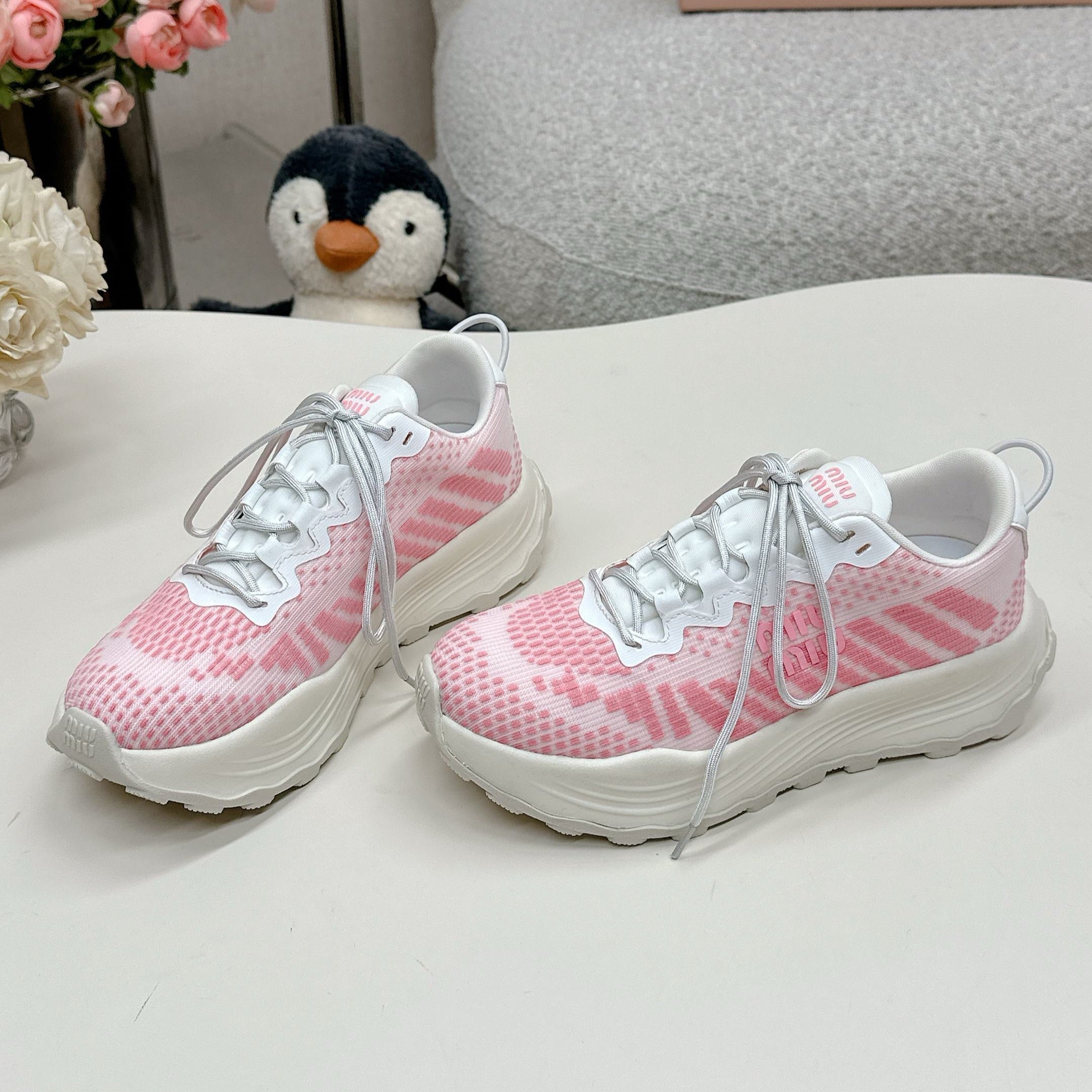 Miu Miu Technical Fabric Sneakers - Pink