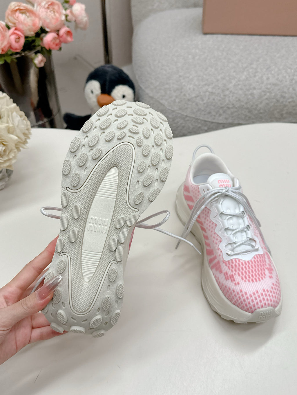 Miu Miu Technical Fabric Sneakers - Pink