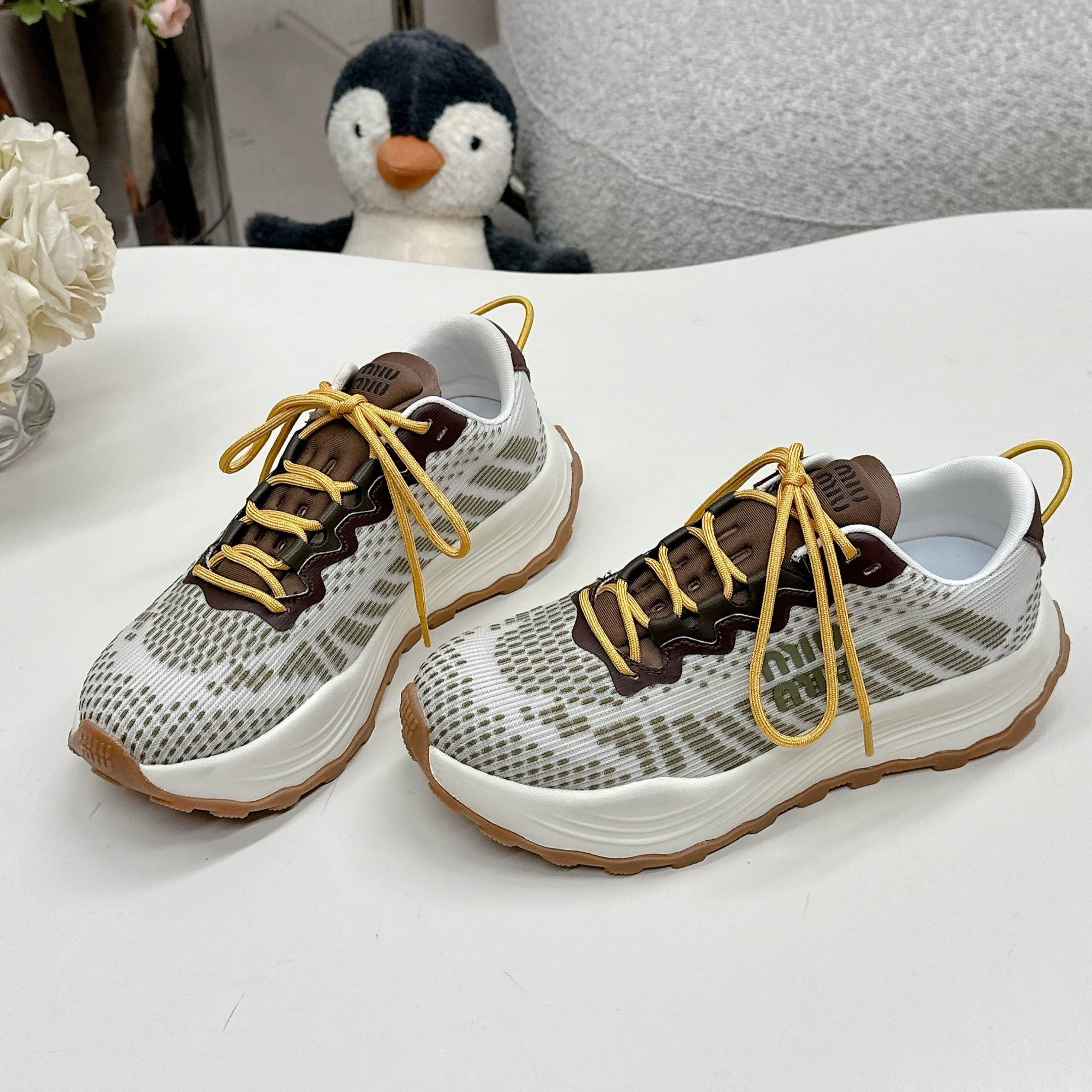 Miu Miu Technical Fabric Sneakers - Ivy Green