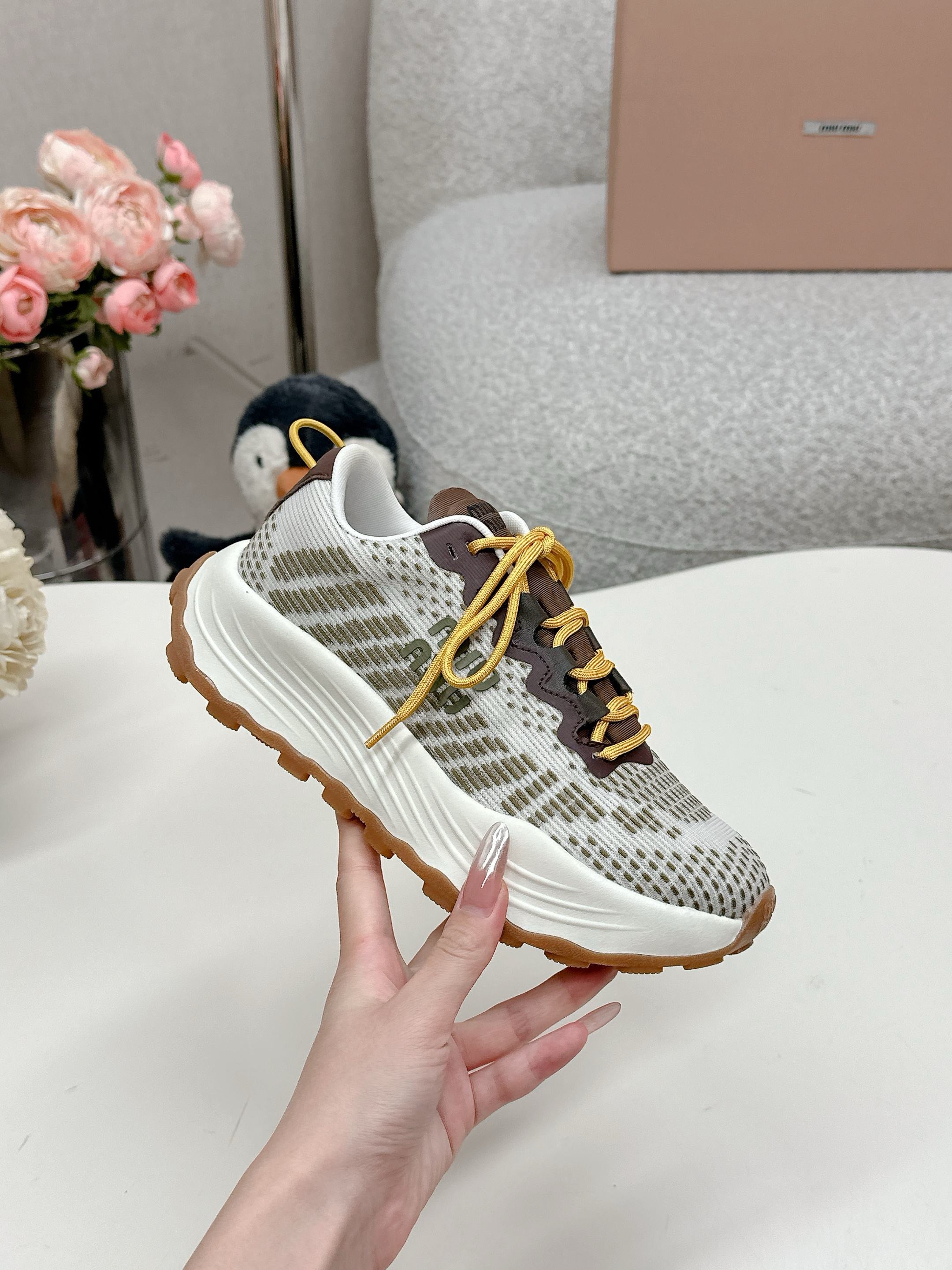 Miu Miu Technical Fabric Sneakers - Ivy Green