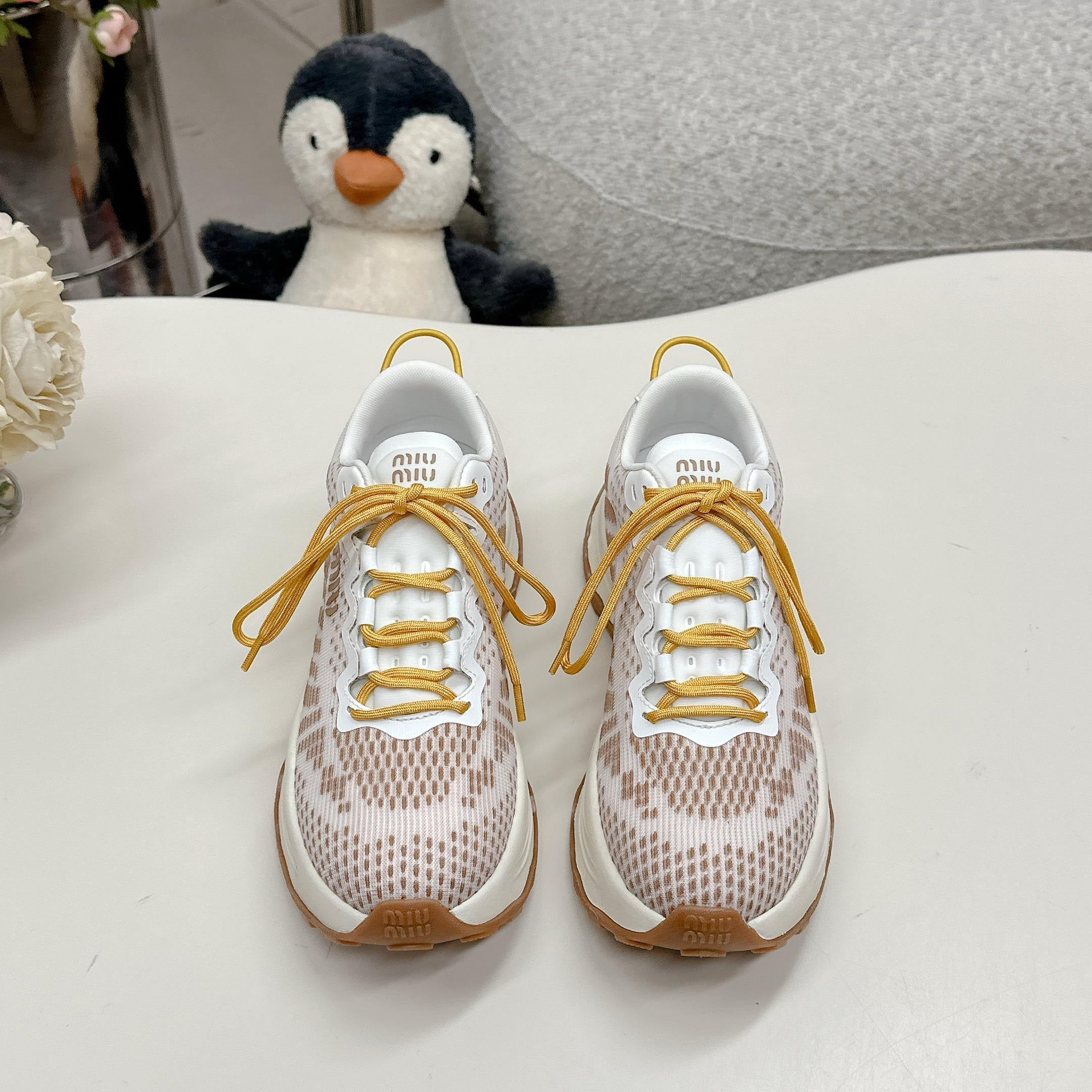 Miu Miu Technical Fabric Sneakers - Mustard