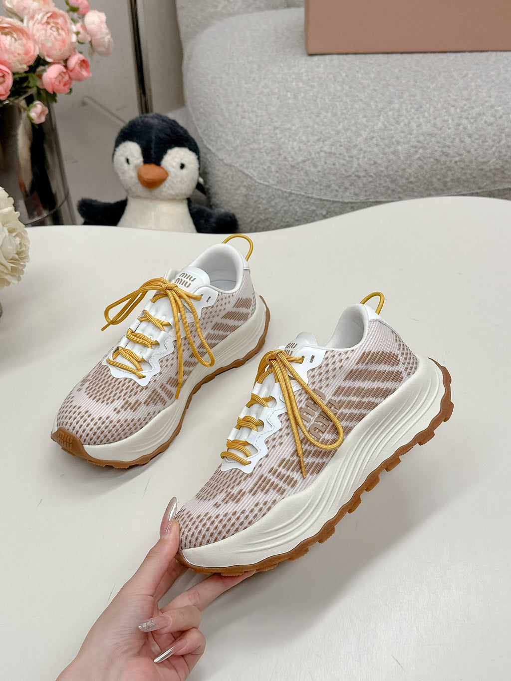 Miu Miu Technical Fabric Sneakers - Mustard