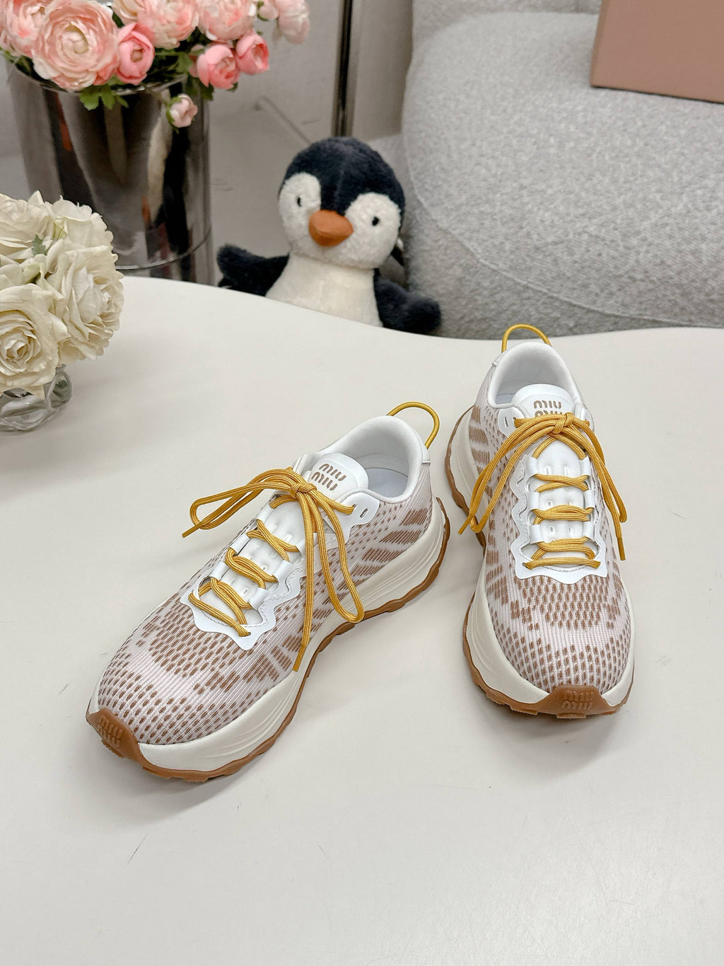 Miu Miu Technical Fabric Sneakers - Mustard