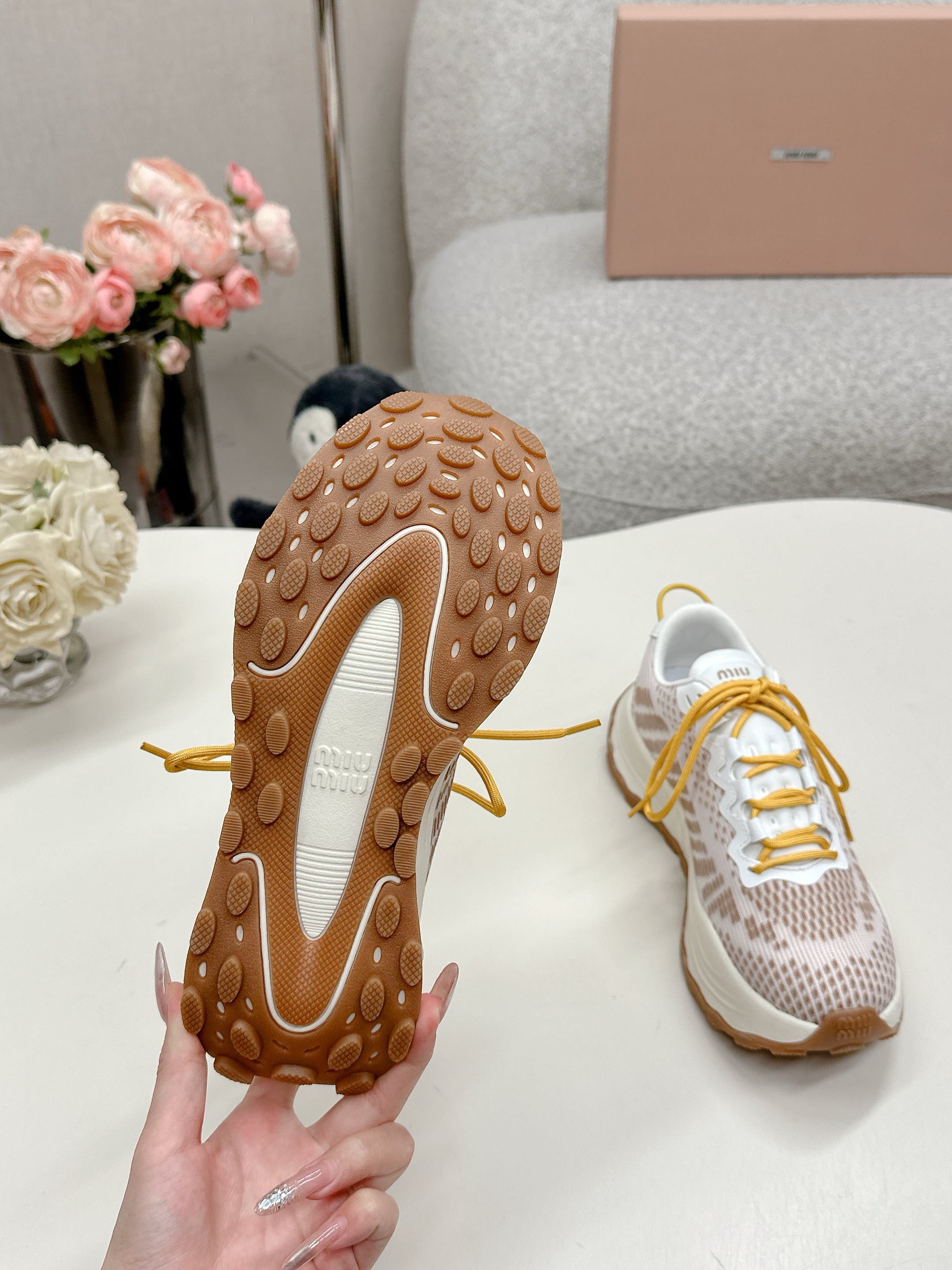 Miu Miu Technical Fabric Sneakers - Mustard