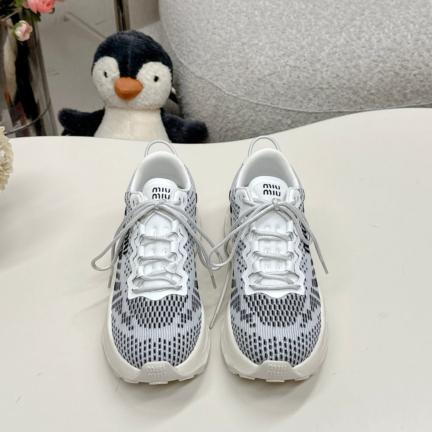 Miu Miu Technical Fabric Sneakers - Charcoal