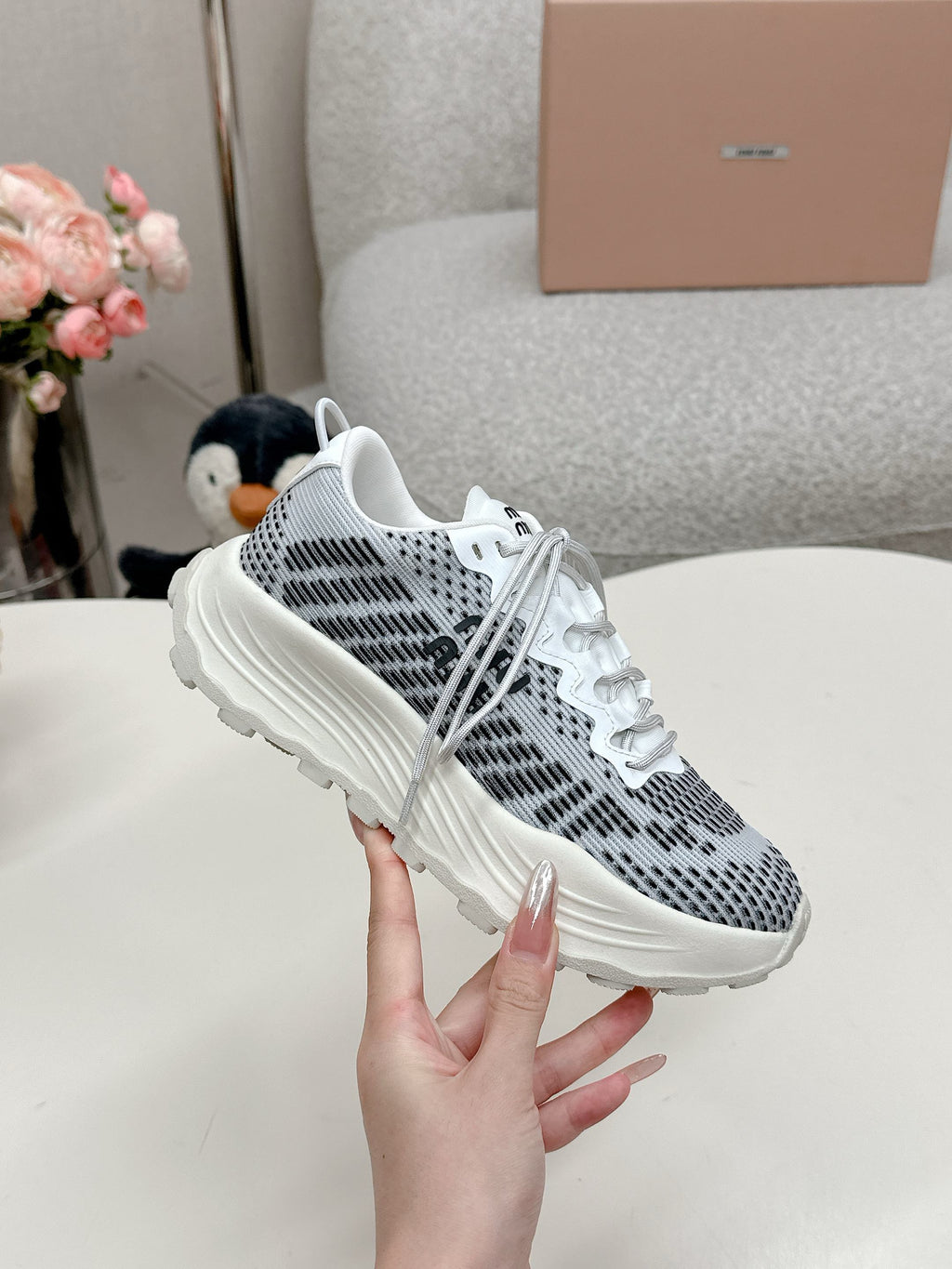 Miu Miu Technical Fabric Sneakers - Charcoal