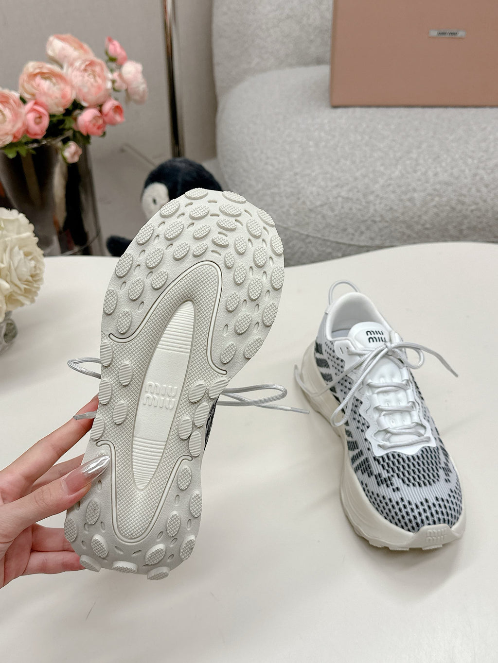 Miu Miu Technical Fabric Sneakers - Charcoal