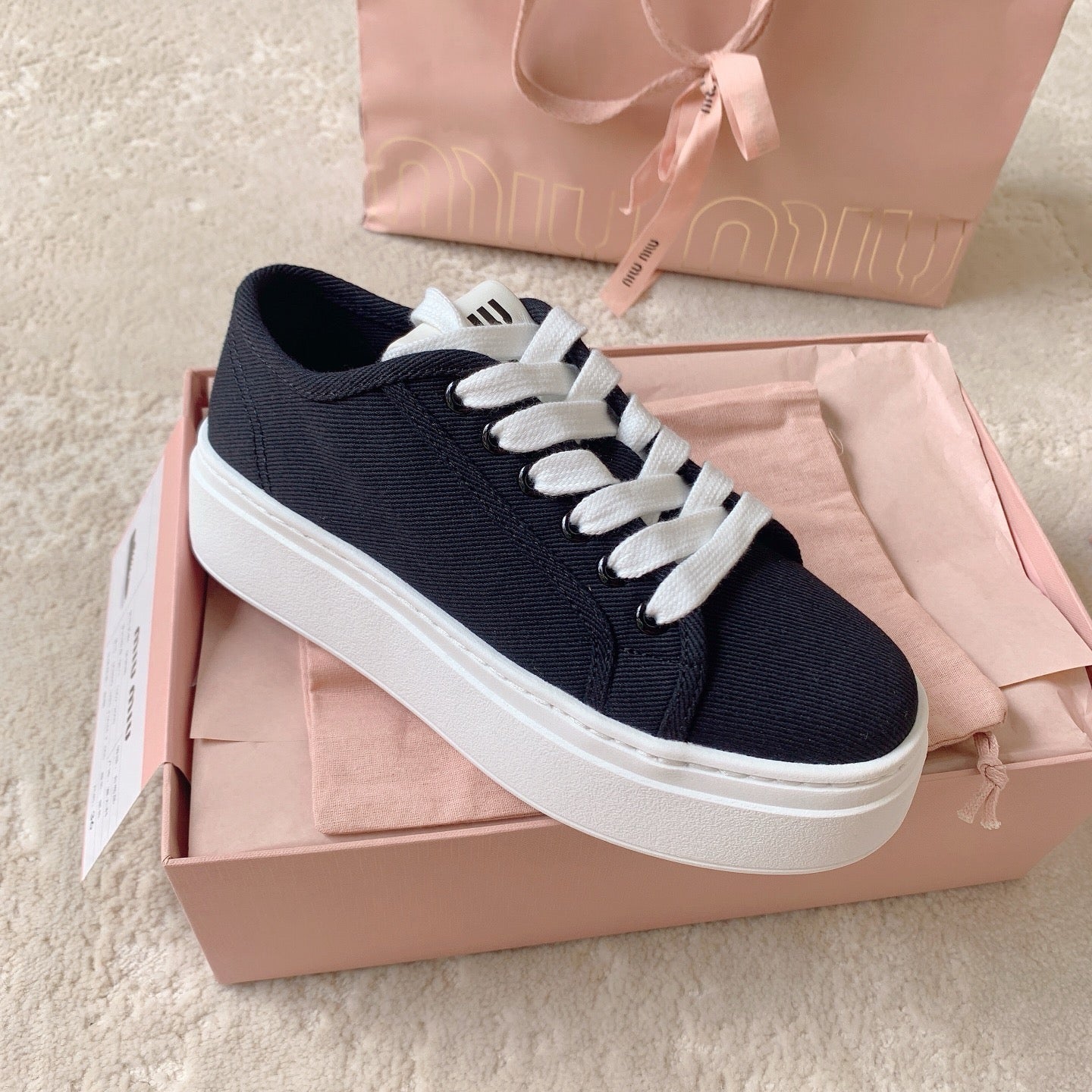 MIU MIU Low Top Skateboard Shoes Black