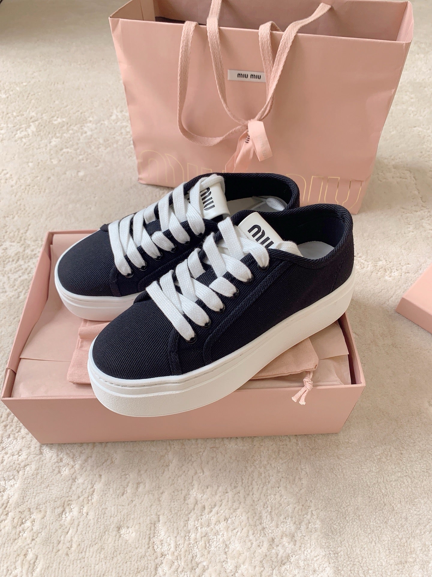 MIU MIU Low Top Skateboard Shoes Black