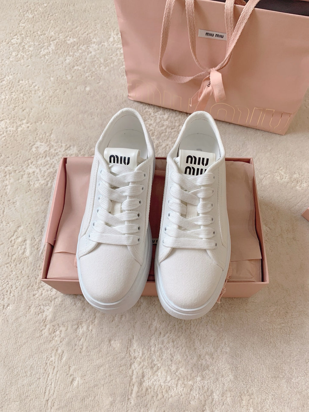 MIU MIU Low Top Skateboard Shoes White