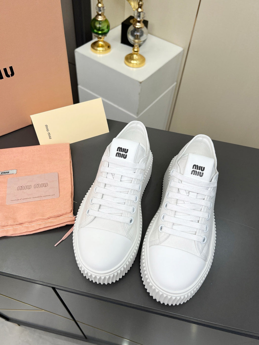MIU MIU Denim sneakers White