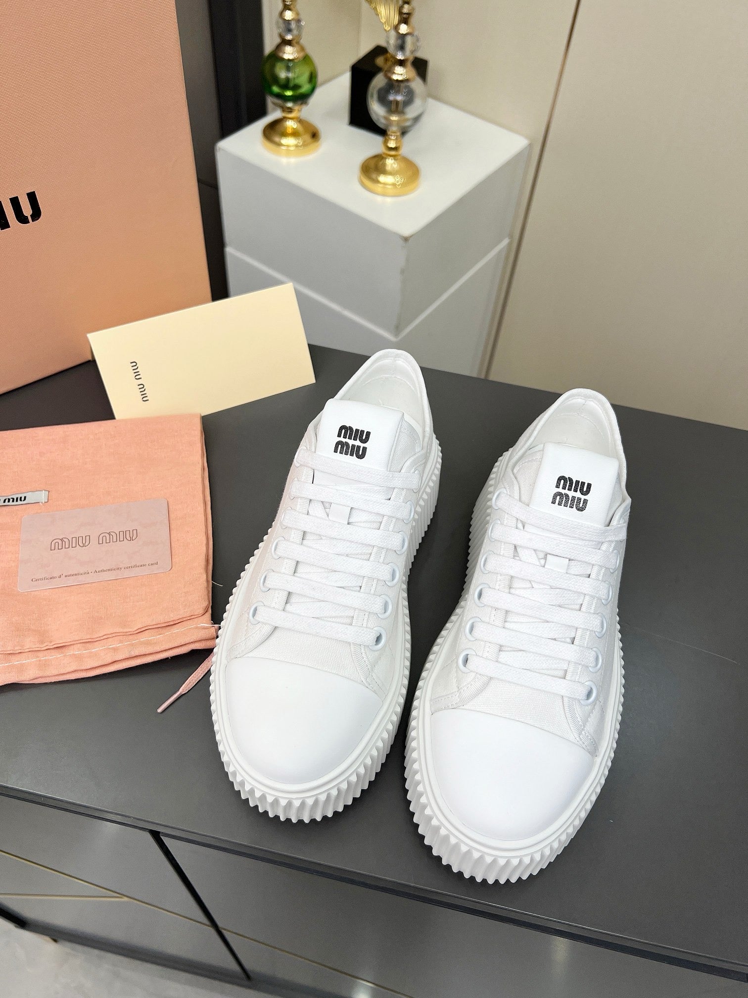 MIU MIU Denim sneakers White