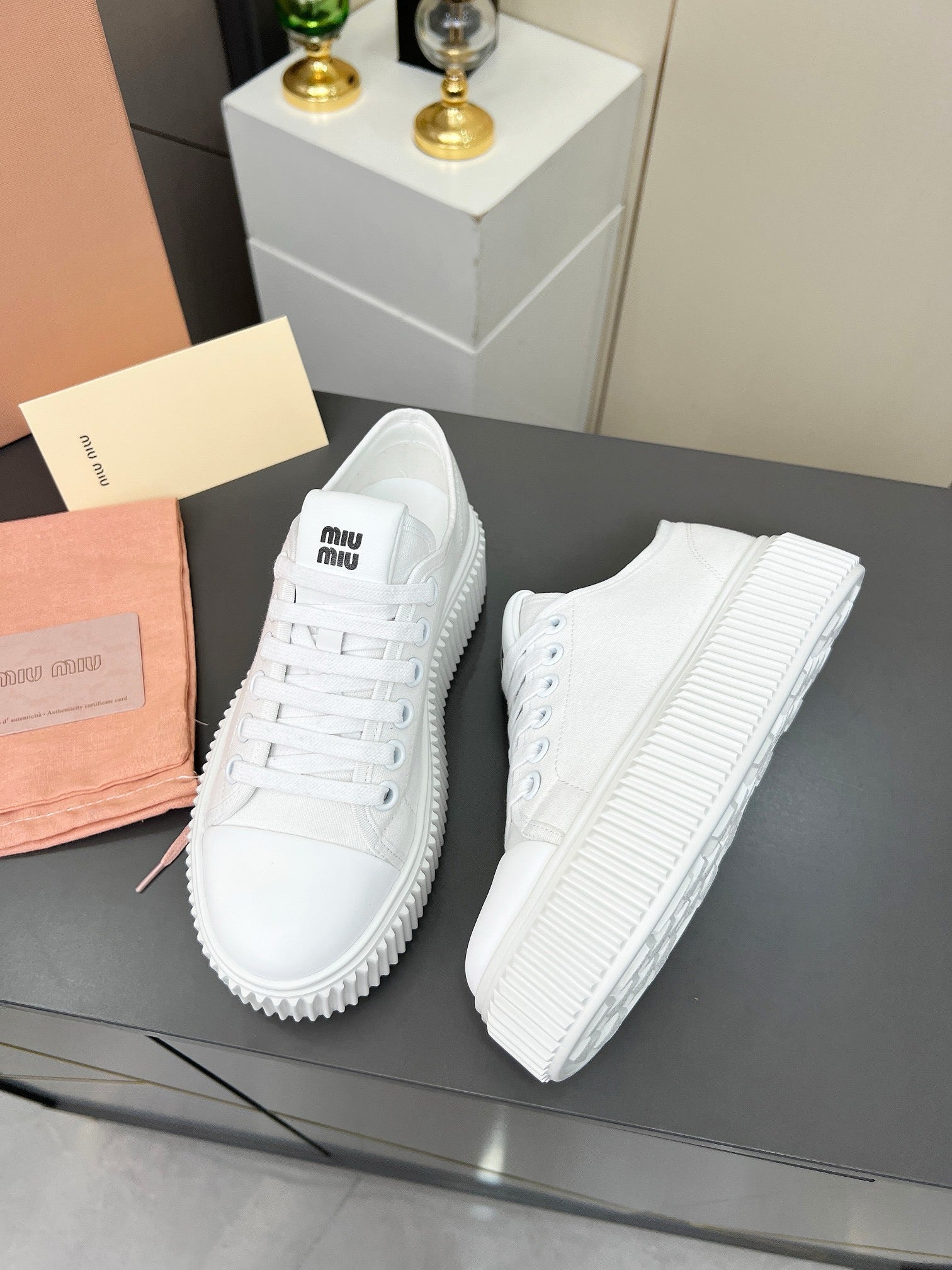 MIU MIU Denim sneakers White