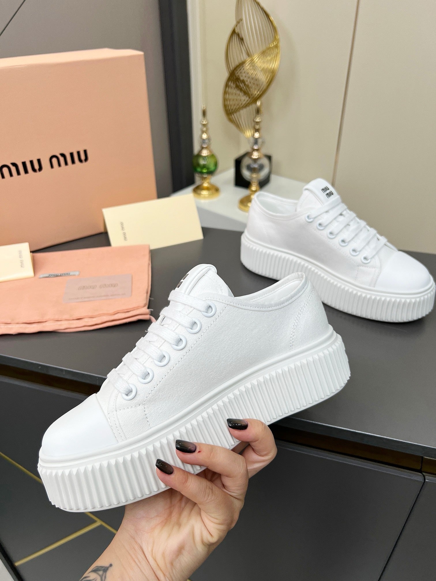 MIU MIU Denim sneakers White