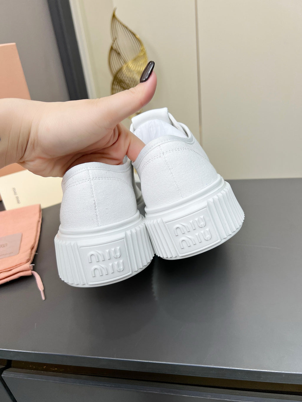 MIU MIU Denim sneakers White