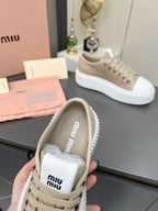 MIU MIU Denim sneakers Beige