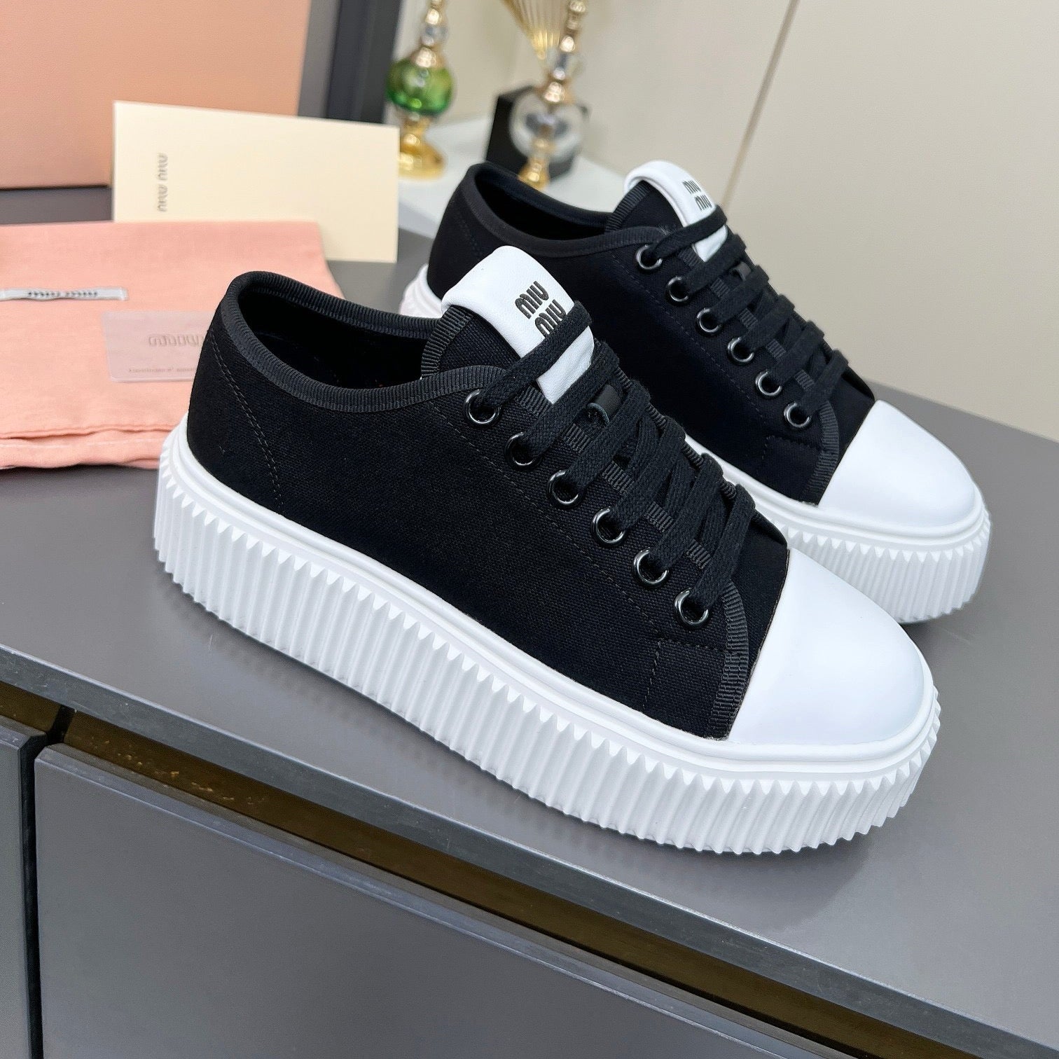 MIU MIU Denim sneakers Black