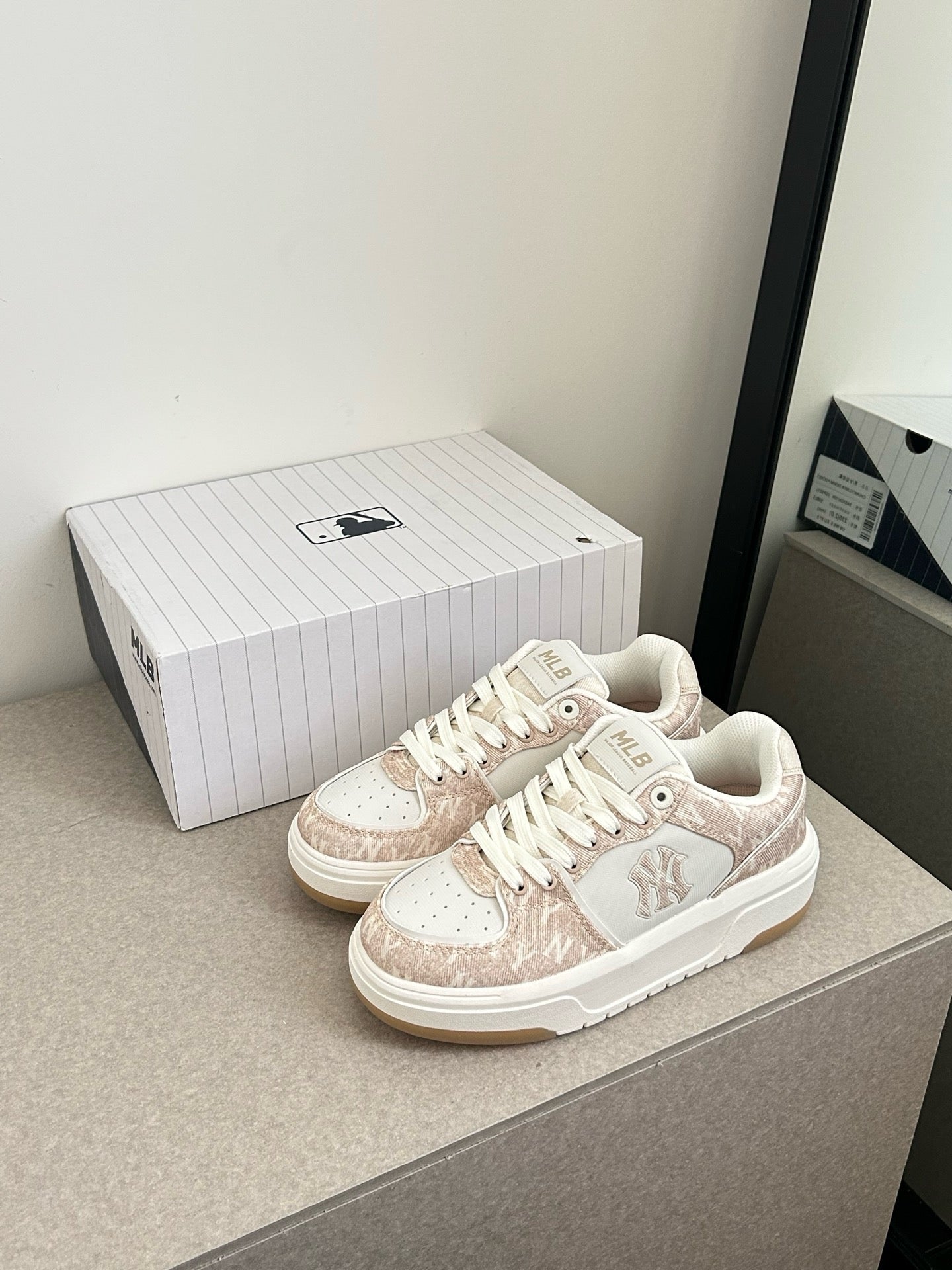 MLB Chunky Liner Denim Monogram Sl - Beige