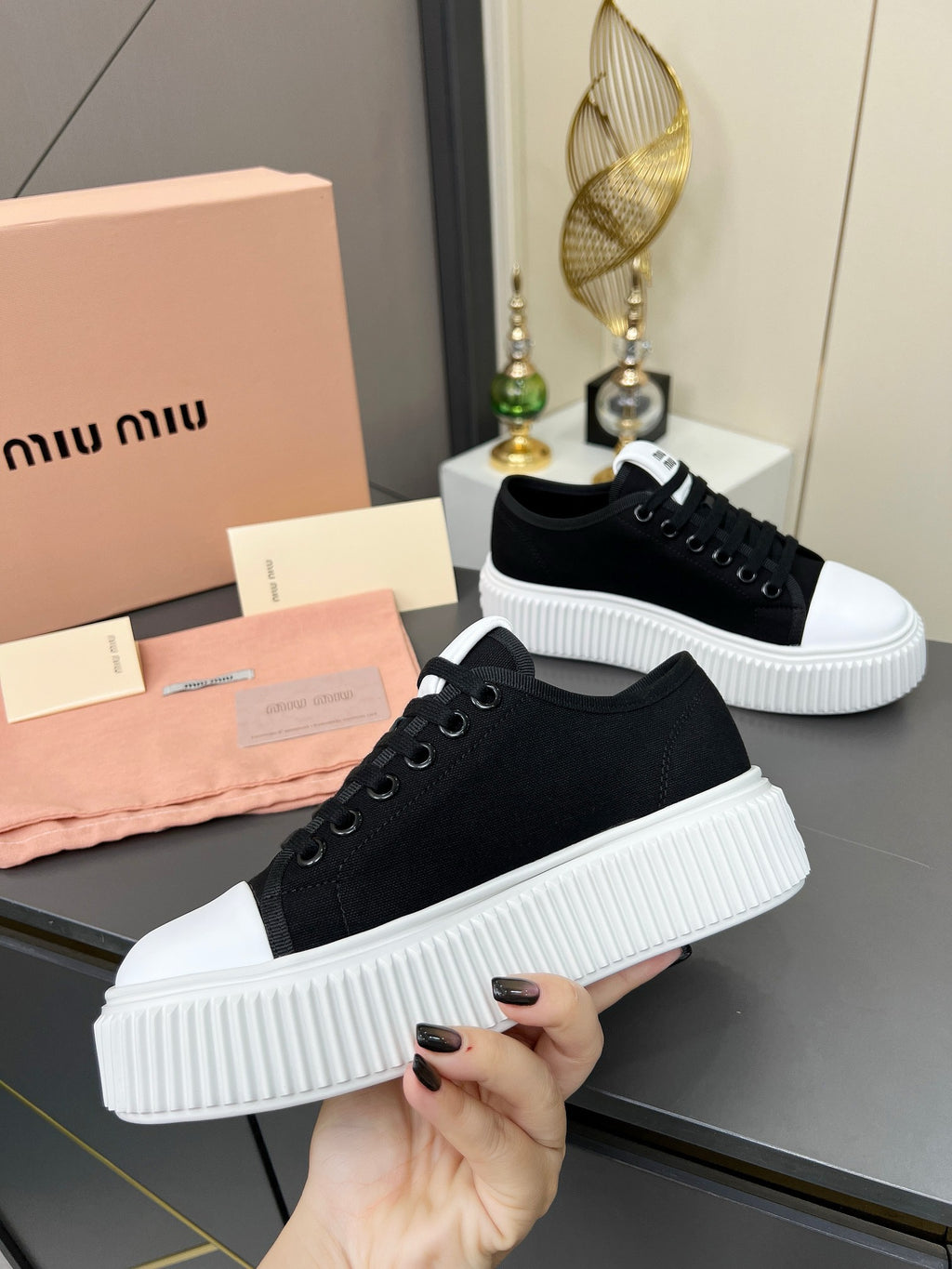 MIU MIU Denim sneakers Black