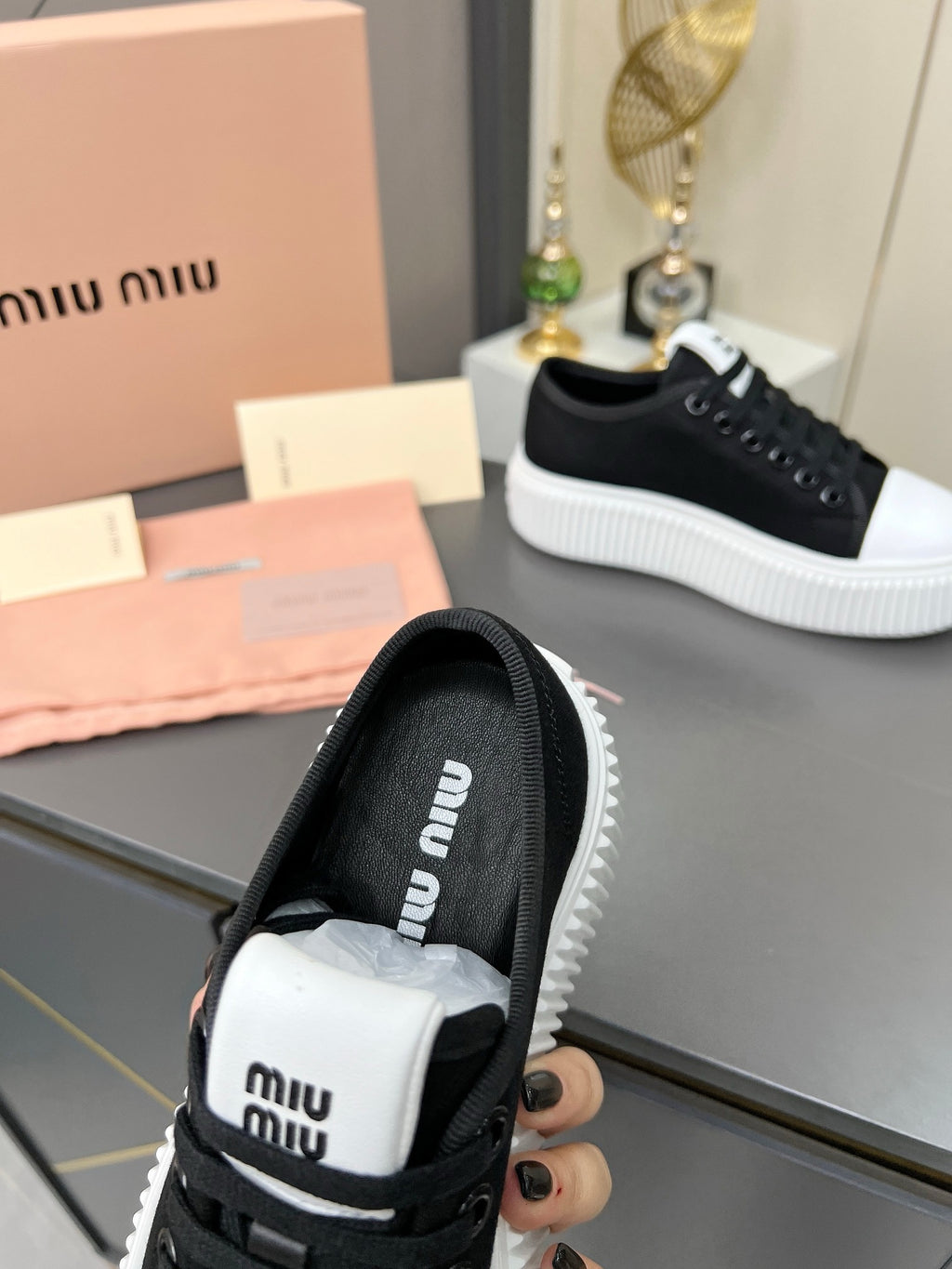 MIU MIU Denim sneakers Black