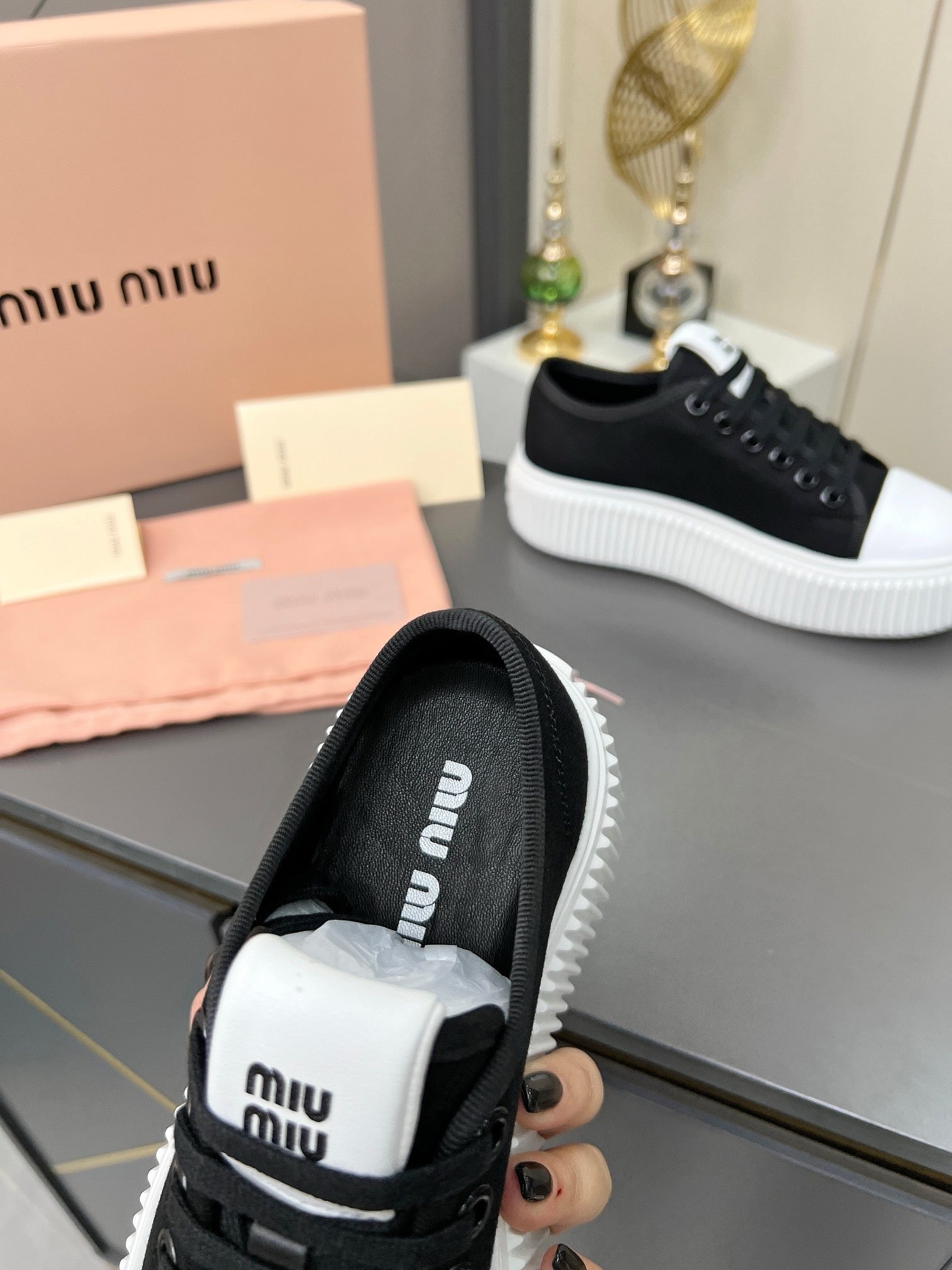 MIU MIU Denim sneakers Black