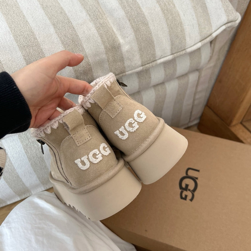 UGG Classic Ultra Mini Platform Zip Boots - Sand